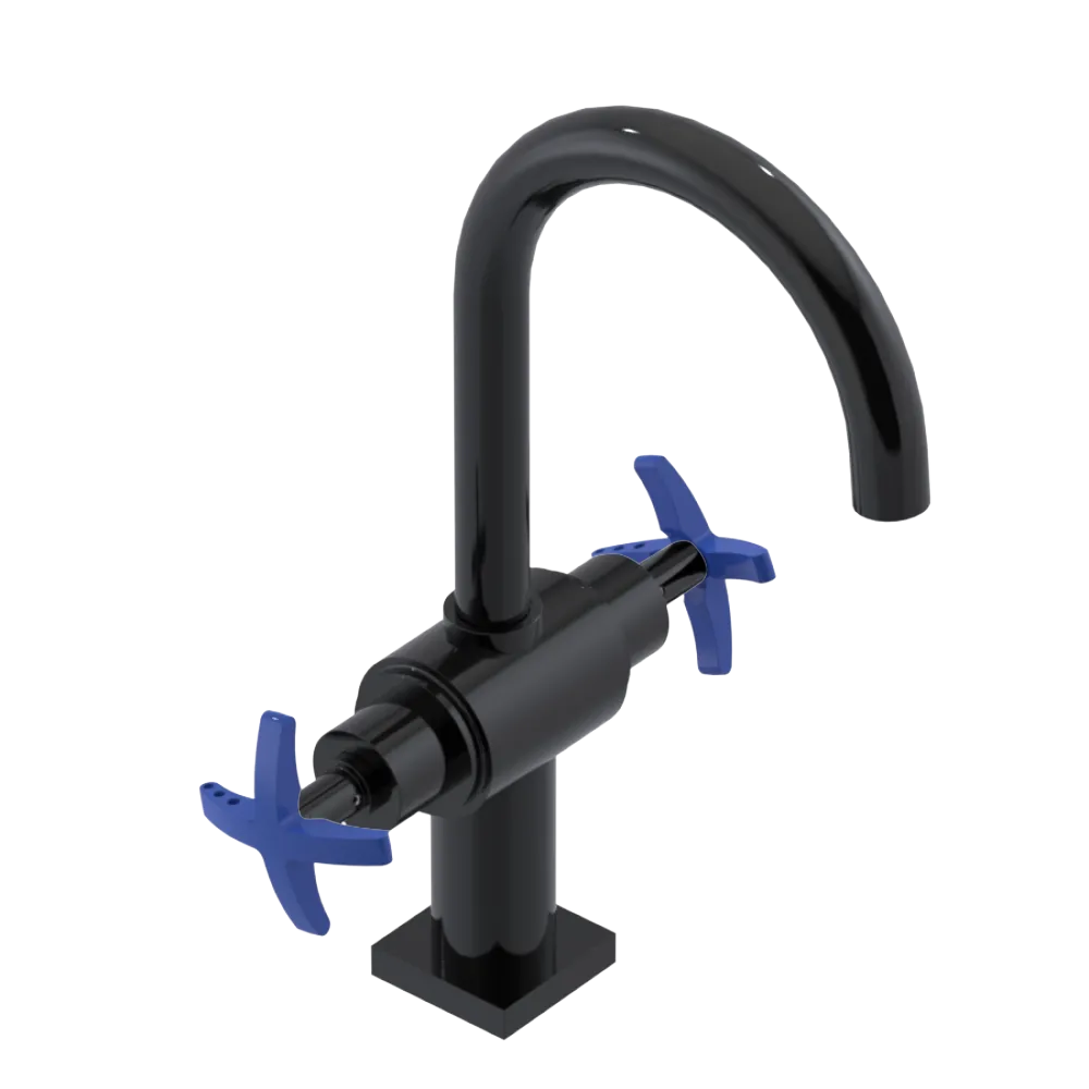 Rubinet Single Hole Dual Handle Lav. Set. (less drain) Black