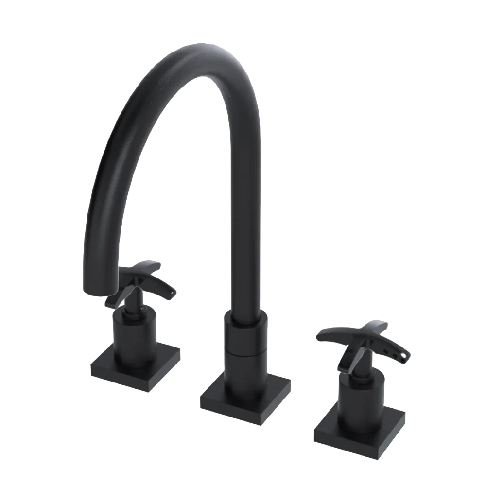 Rubinet Widespread Kitchen Set Matt Black