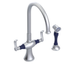 Rubinet Two Handle Single Hole Kitchen Set with Hand Spray Satin Chrome