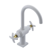 Rubinet Single Hole Dual Handle Lav. Set. (less drain) White