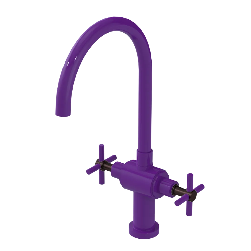 Rubinet Two Handle Single Hole Kitchen Set with LaSalle Spout Purple Haze