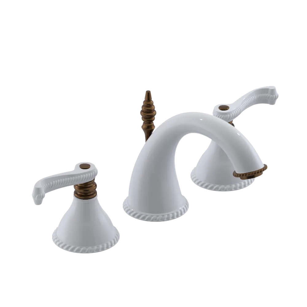 Rubinet Widespread Lav. Set. (less drain) White