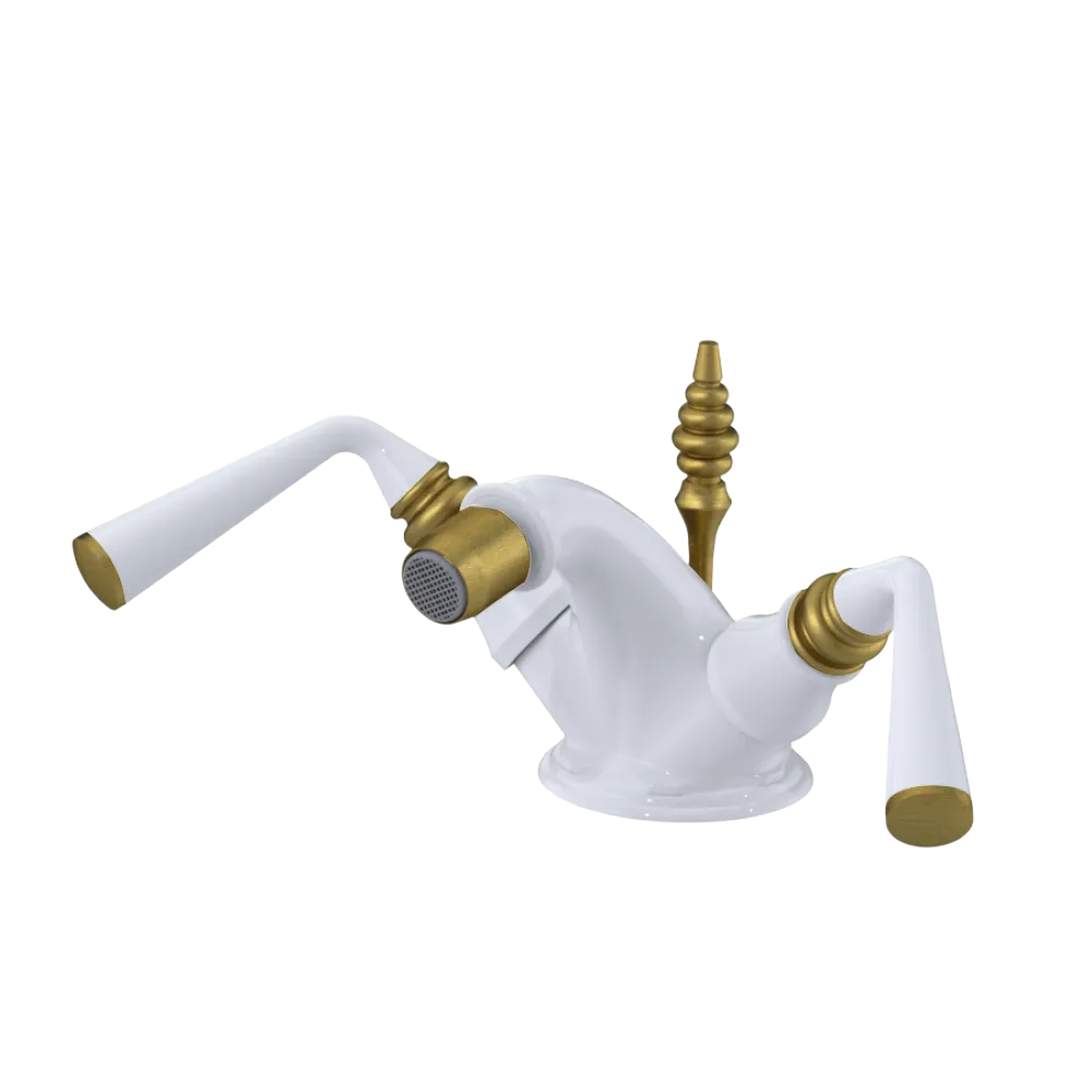 Rubinet Single Hole Dual Handle Bidet Fitting (Less Drain) White