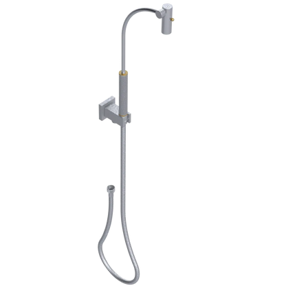 Rubinet Hand Held Shower Bidet with Extended Reach & Dual Function Spray Including Wall Bracket with Supply & Hose (Square) Satin Chrome
