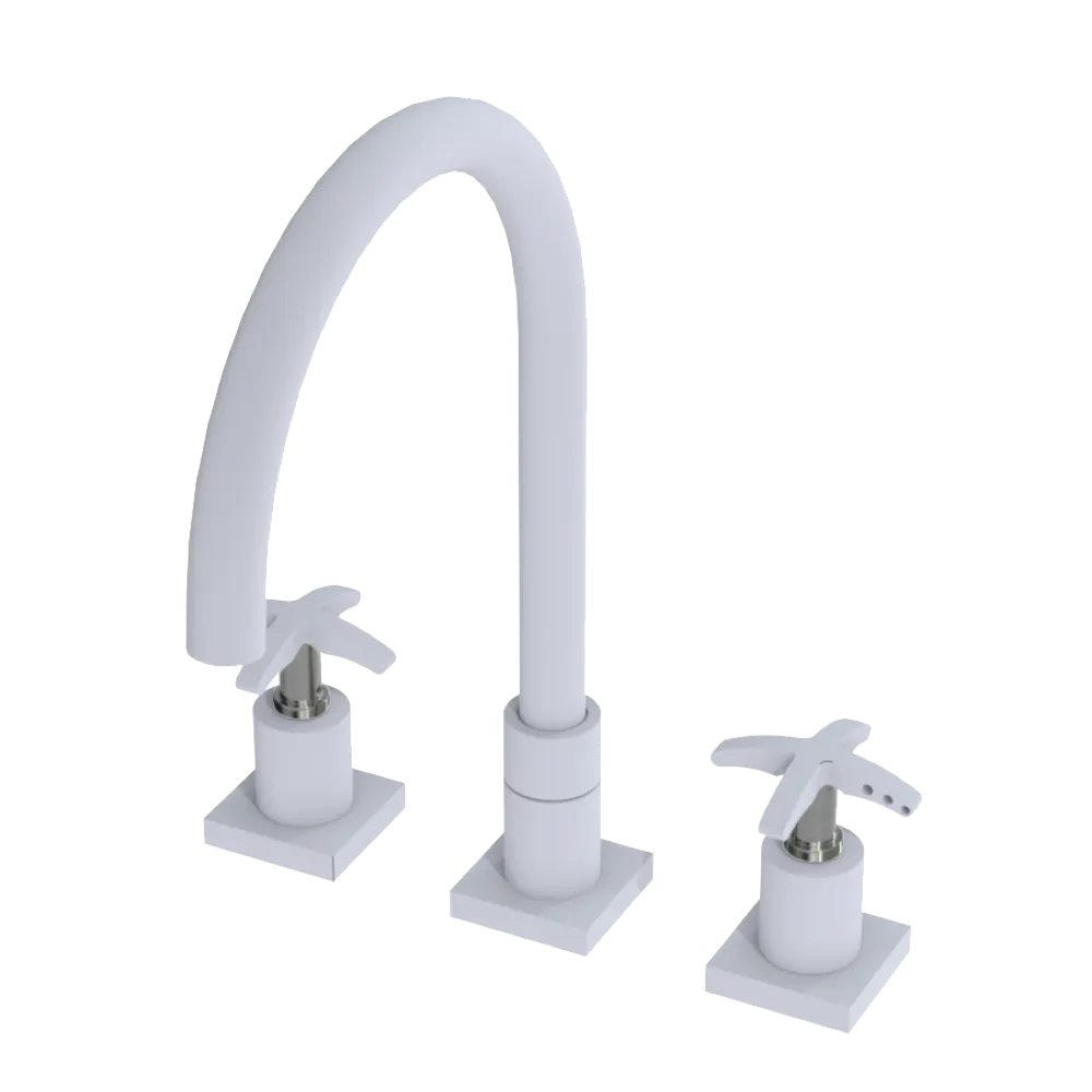 Rubinet Widespread Kitchen Set Matt White