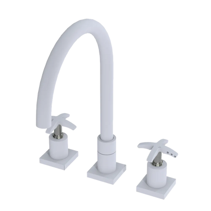 Rubinet Widespread Kitchen Set Matt White