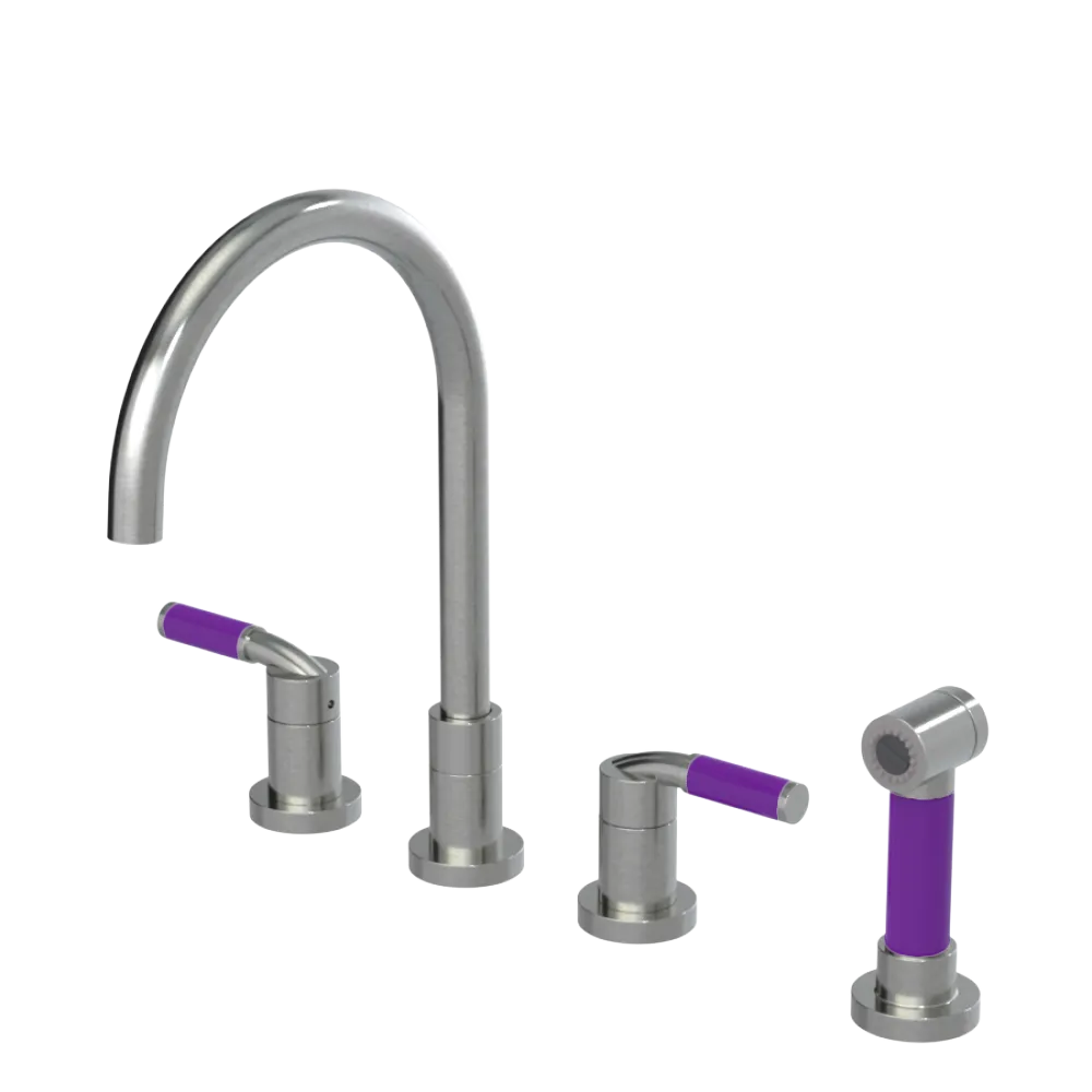 Rubinet Widespread Kitchen Set with Hand Spray Satin Nickel