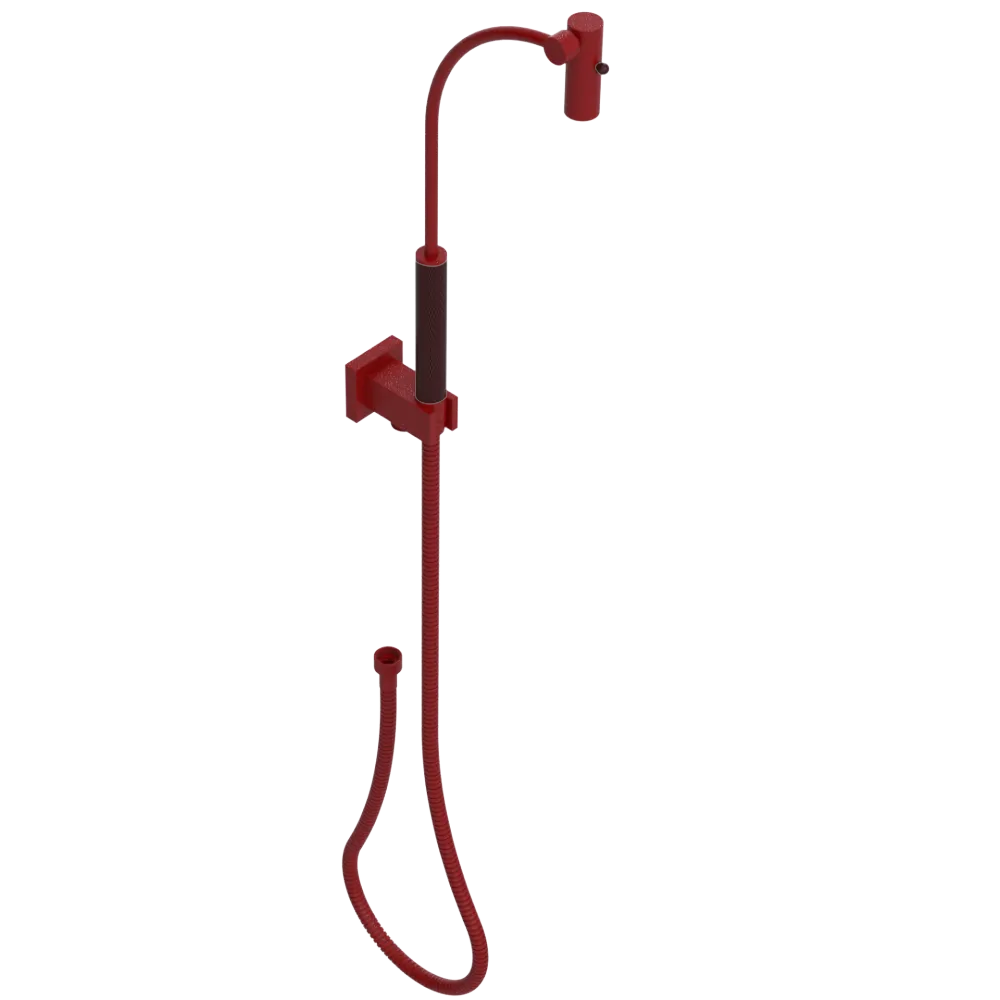 Rubinet Hand Held Shower Bidet with Extended Reach & Dual Function Spray Including Wall Bracket with Supply & Hose (Square) Maroon