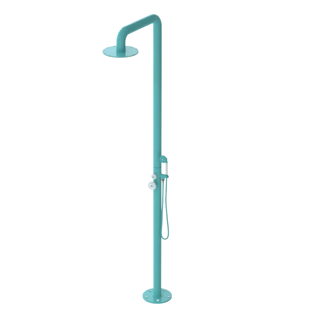 Rubinet Pressure Balance Outdoor Shower with Hand Held Shower & 10" Shower Head - 304 Stainless Steel Aqua