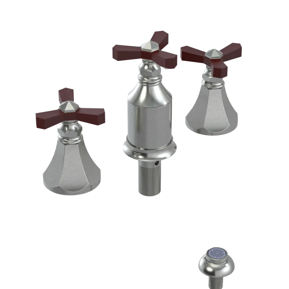 Rubinet Bidet Fitting with Spray, Diverter, and Vacum Breaker (Less Drain) Satin Nickel