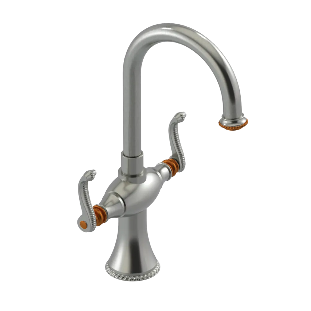 Rubinet Single Hole Dual Handle Lav. Set. (less drain) Satin Nickel