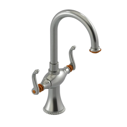 Rubinet Single Hole Dual Handle Lav. Set. (less drain) Satin Nickel