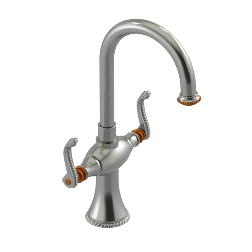 Rubinet Single Hole Dual Handle Lav. Set. (less drain) Satin Nickel