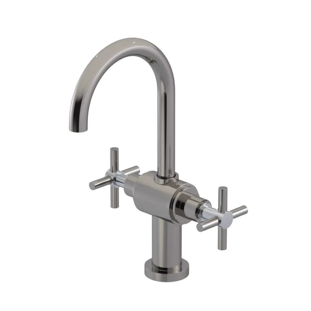 Rubinet Single Hole Dual Handle Lav. Set with LaSalle Spout (less drain) Polished Nickel