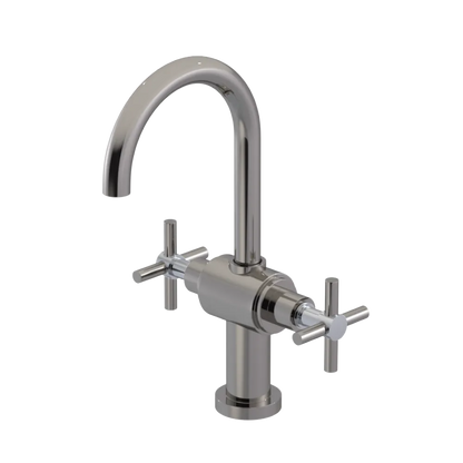 Rubinet Single Hole Dual Handle Lav. Set with LaSalle Spout (less drain) Polished Nickel