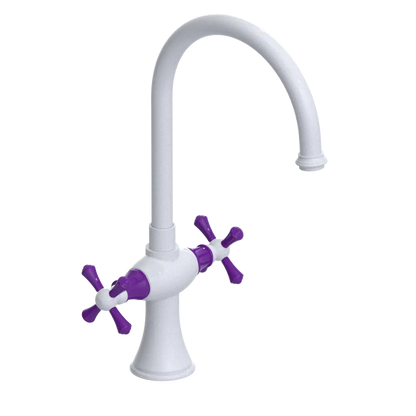 Rubinet Two Handle Single Hole Kitchen Set White