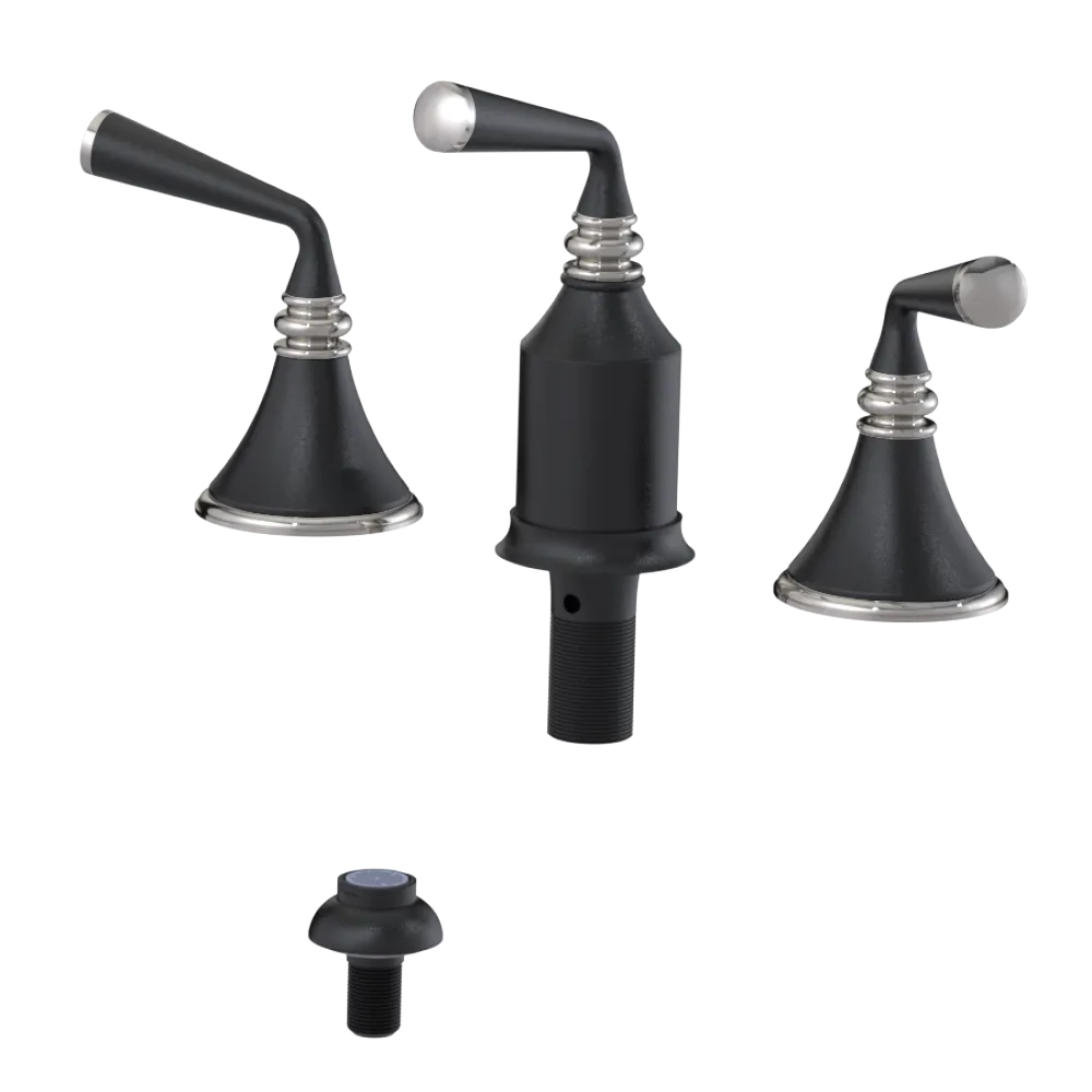 Rubinet Bidet Fitting with Spray, Diverter, and Vacum Breaker (Less Drain) Matt Black