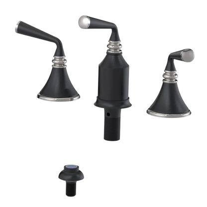 Rubinet Bidet Fitting with Spray, Diverter, and Vacum Breaker (Less Drain) Matt Black