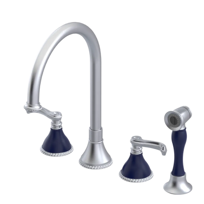 Rubinet Widespread Kitchen Set with Hand Spray Satin Chrome