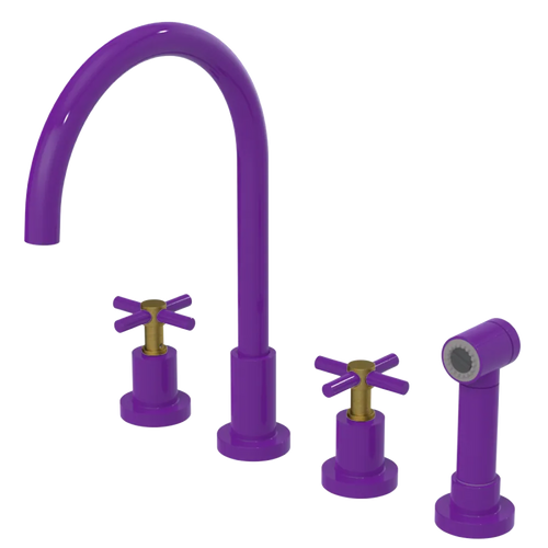 Rubinet Widespread Kitchen Set with LaSalle Spout with Hand Spray Purple Haze