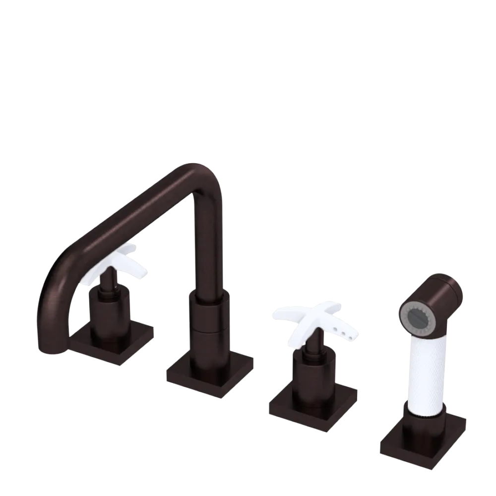 Rubinet Widespread Kitchen Set with Genesis Spout with Hand Spray Oil Rubbed Bronze