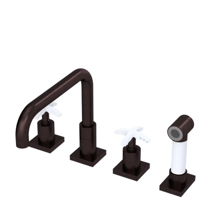 Rubinet Widespread Kitchen Set with Genesis Spout with Hand Spray Oil Rubbed Bronze