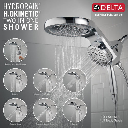 Delta HydroRain H2Okinetic 5-Setting Two-in-One Shower Head