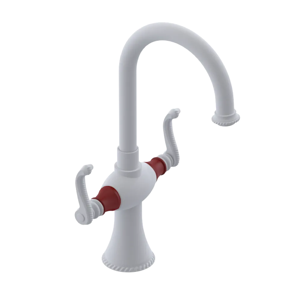 Rubinet Single Hole Dual Handle Lav. Set. (less drain) Matt White