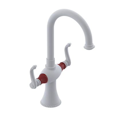 Rubinet Single Hole Dual Handle Lav. Set. (less drain) Matt White