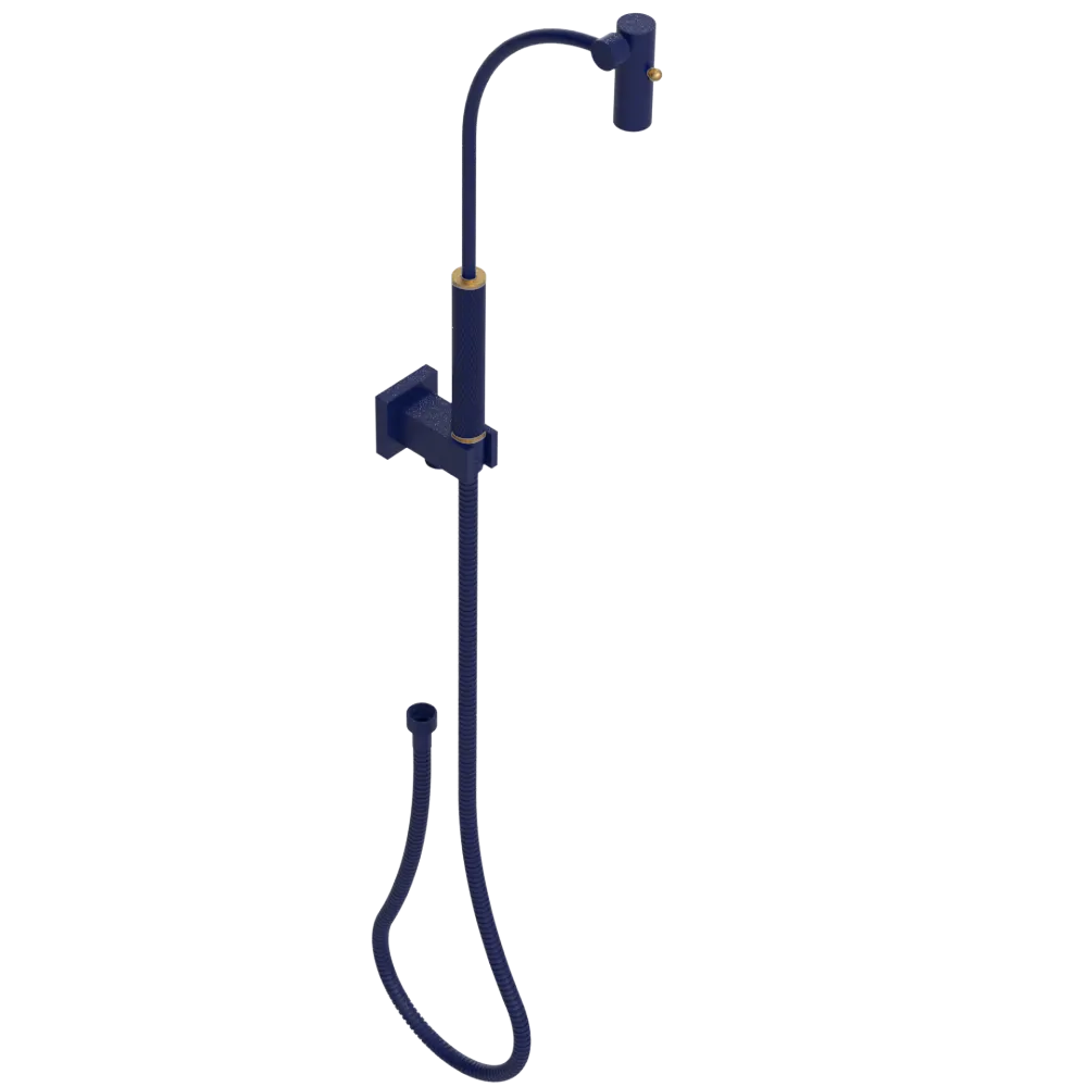 Rubinet Hand Held Shower Bidet with Extended Reach & Dual Function Spray Including Wall Bracket with Supply & Hose (Square) Midnight Blue