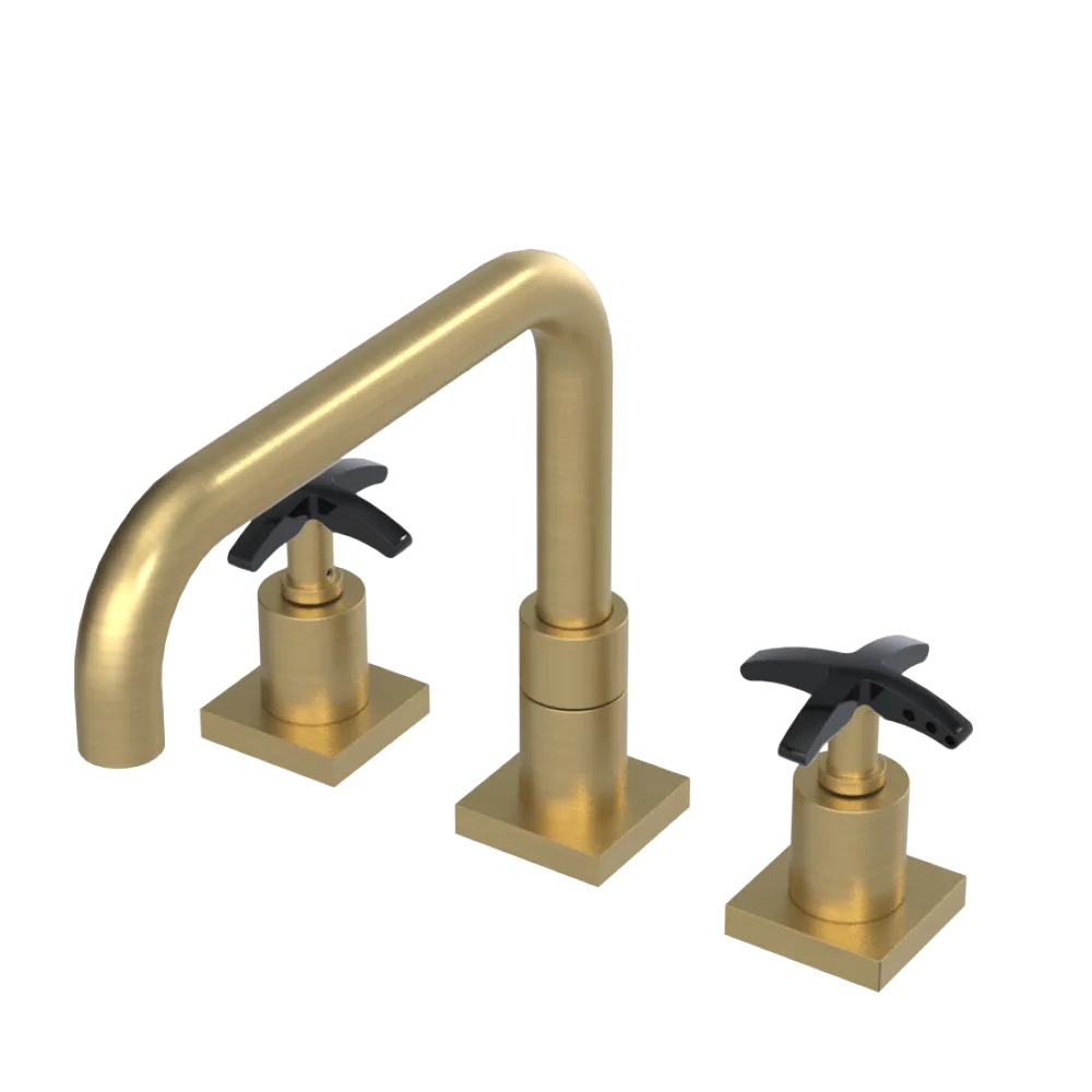 Rubinet Widespread Kitchen Set with Genesis Spout Satin Gold