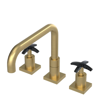 Rubinet Widespread Kitchen Set with Genesis Spout Satin Gold