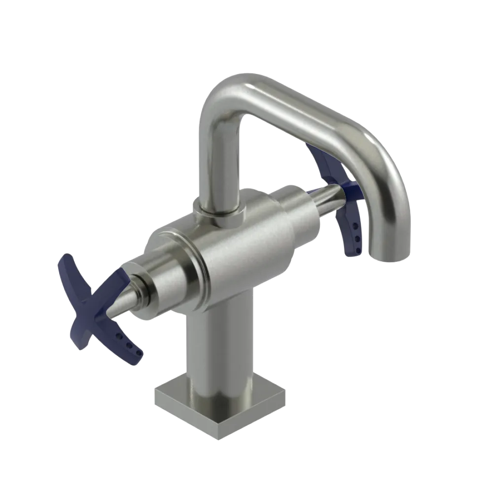 Rubinet Single Hole Dual Handle Lav. Set. with Genesis spout (less drain) Satin Nickel
