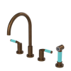 Rubinet Widespread Kitchen Set with Hand Spray Tuscan Brass