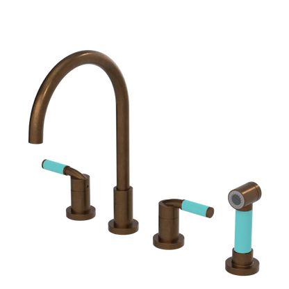 Rubinet Widespread Kitchen Set with Hand Spray Tuscan Brass