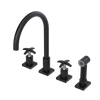 Rubinet Widespread Kitchen Set with Hand Spray Matt Black