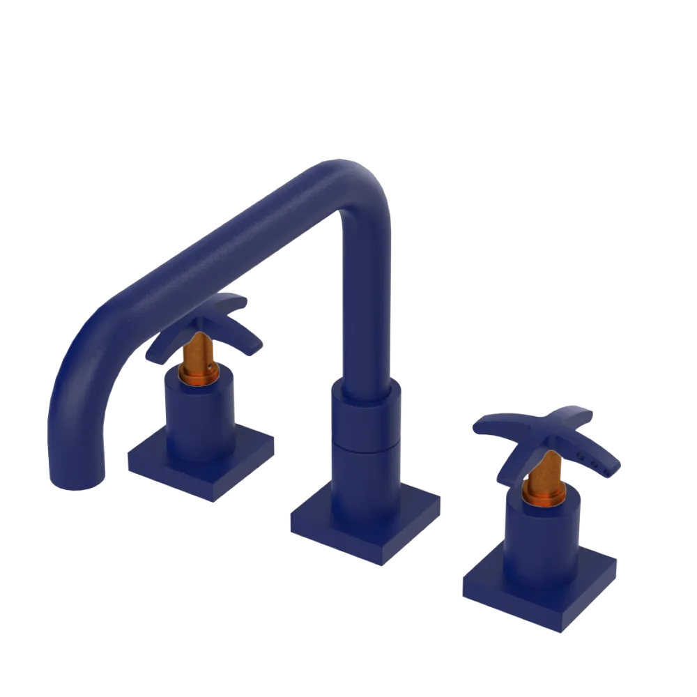 Rubinet Widespread Kitchen Set with Genesis Spout Midnight Blue