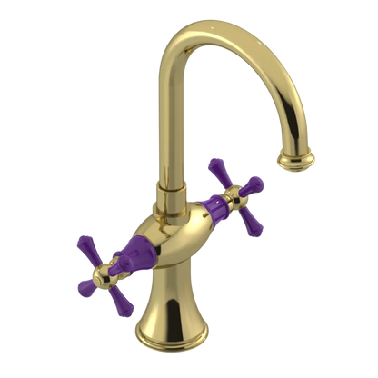 Rubinet Single Hole Dual Handle Lav. Set. (less drain) Natural Brass
