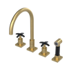 Rubinet Widespread Kitchen Set with Hand Spray Satin Gold