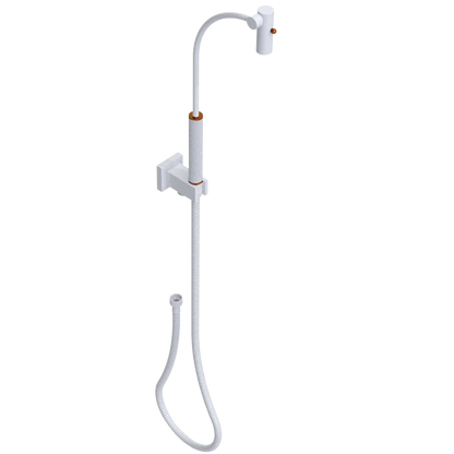 Rubinet Hand Held Shower Bidet with Extended Reach & Dual Function Spray Including Wall Bracket with Supply & Hose (Square) White