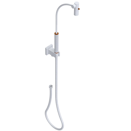 Rubinet Hand Held Shower Bidet with Extended Reach & Dual Function Spray Including Wall Bracket with Supply & Hose (Square) White