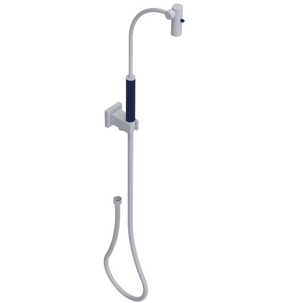 Rubinet Hand Held Shower Bidet with Extended Reach & Dual Function Spray Including Wall Bracket with Supply & Hose (Square) Matt White