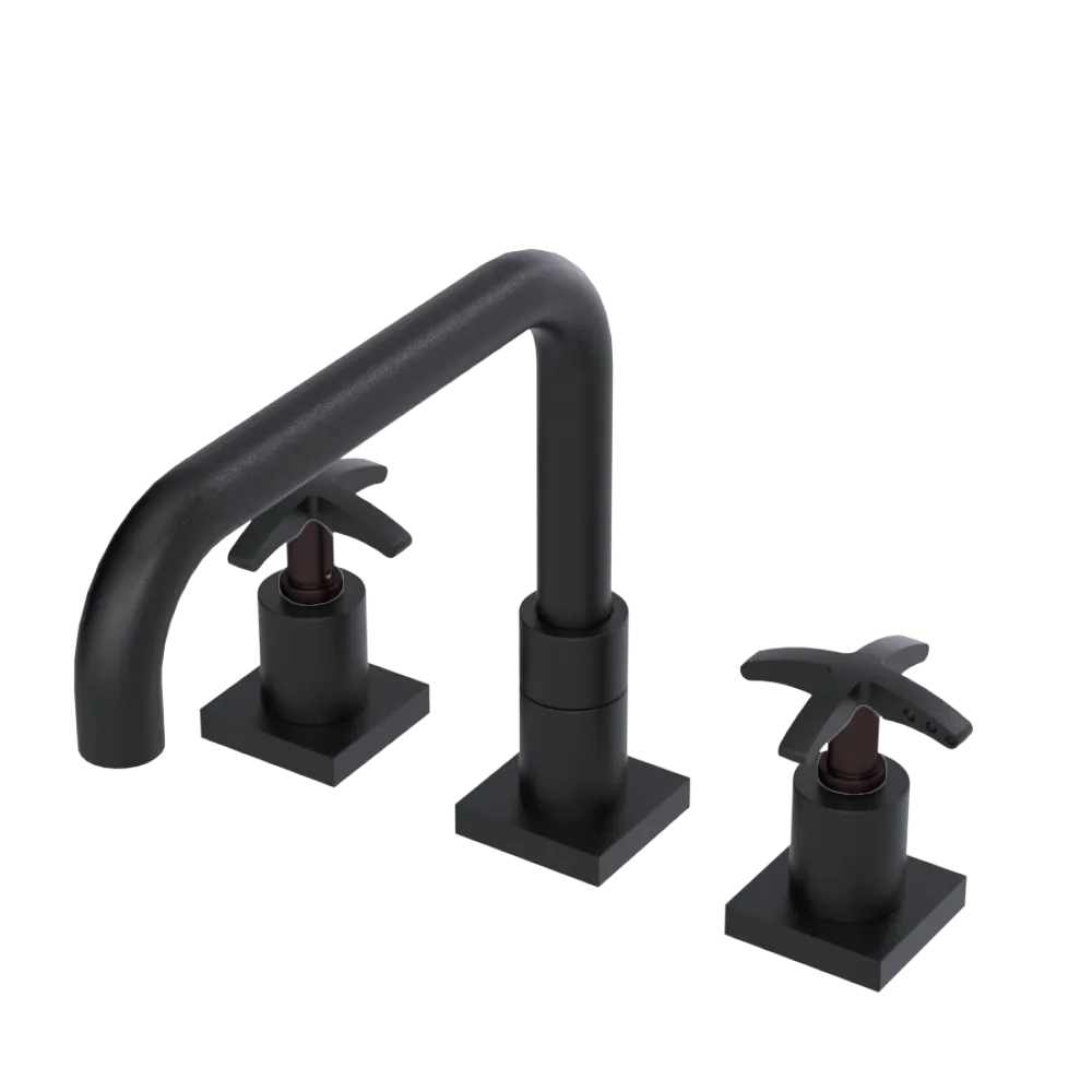 Rubinet Widespread Kitchen Set with Genesis Spout Matt Black