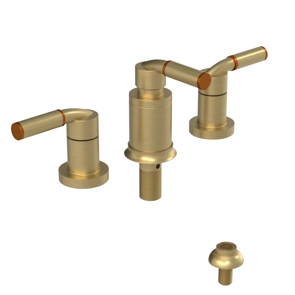 Rubinet Bidet Fitting with Spray, Diverter, and Vacuum Breaker (less drain) Satin Gold