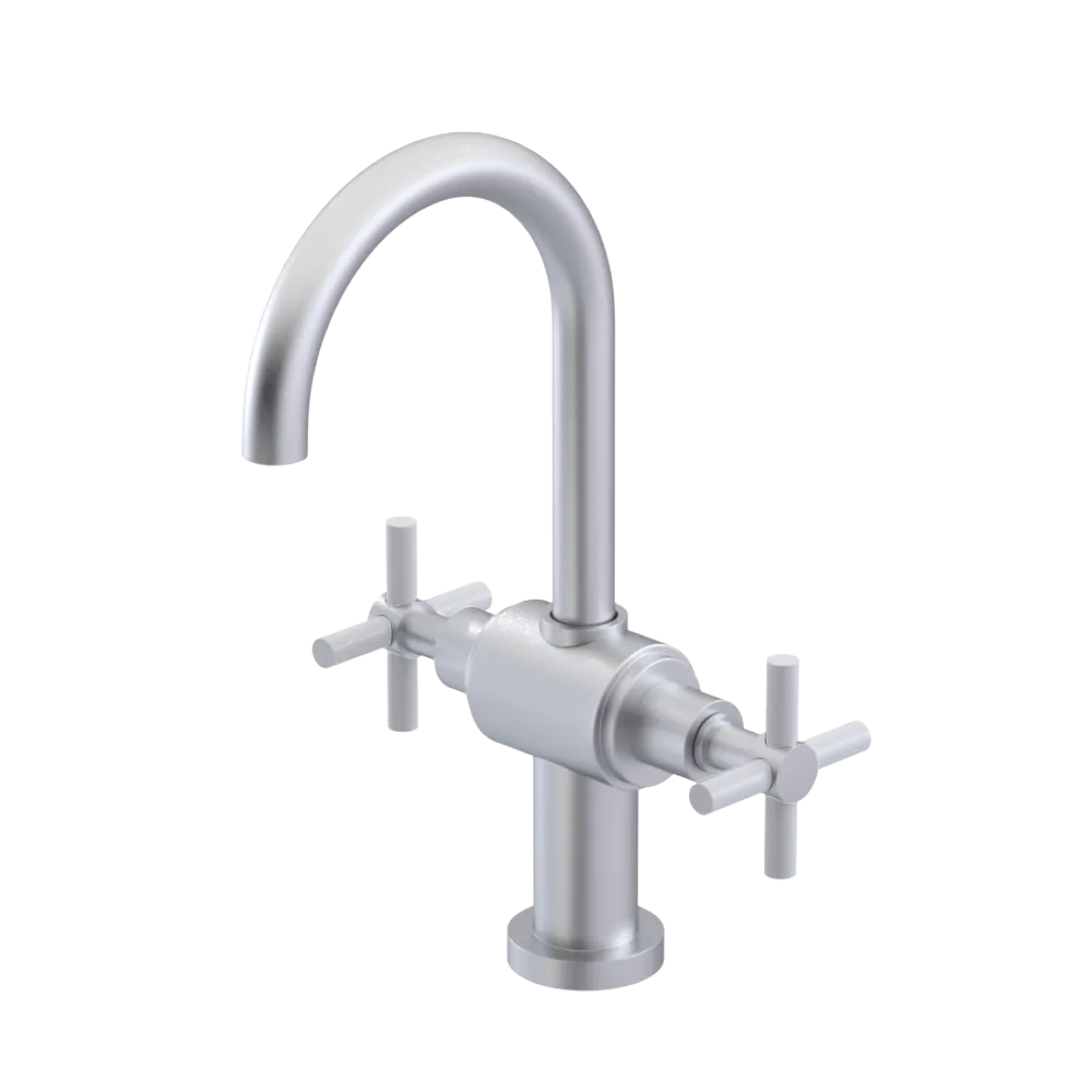 Rubinet Single Hole Dual Handle Lav. Set with LaSalle Spout (less drain) Satin Chrome