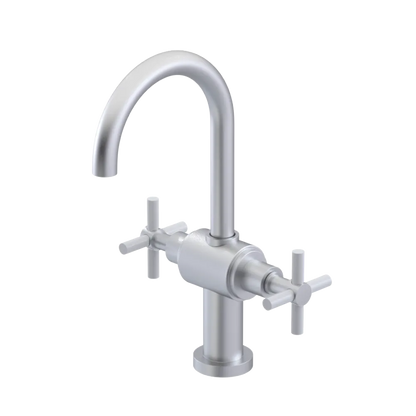 Rubinet Single Hole Dual Handle Lav. Set with LaSalle Spout (less drain) Satin Chrome