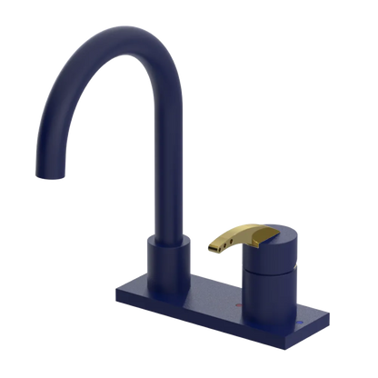 Rubinet 4" Centre Single Control Lav. Set. (less drain) Midnight Blue