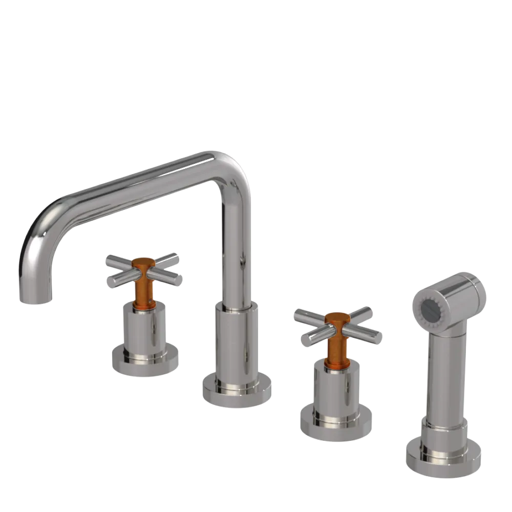 Rubinet Widespread Kitchen Set with Hand Spray Polished Nickel