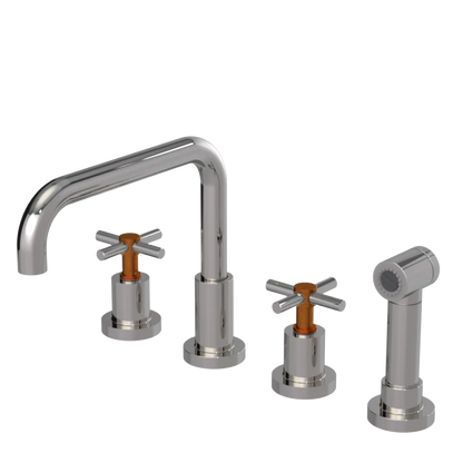 Rubinet Widespread Kitchen Set with Hand Spray Polished Nickel