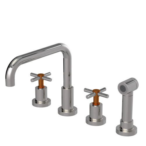 Rubinet Widespread Kitchen Set with Hand Spray Polished Nickel